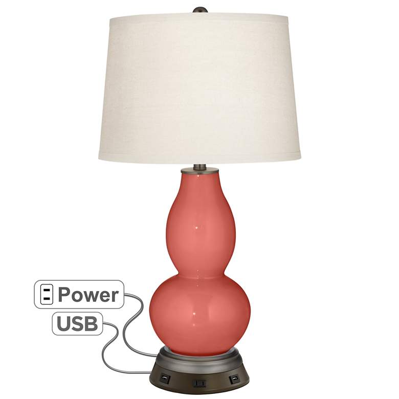 Image 1 Color Plus Gourd 28 3/4" Coral Reef Lamp with USB Workstation Base