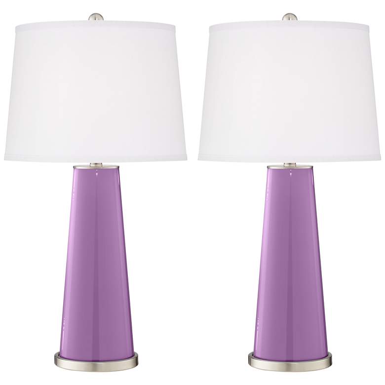 Image 2 Color Plus Leo 29 1/2 inch African Violet Purple Table Lamps Set of 2