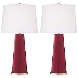 Image2 of Color Plus Leo 29 1/2" Antique Red Modern Glass Table Lamps Set of 2