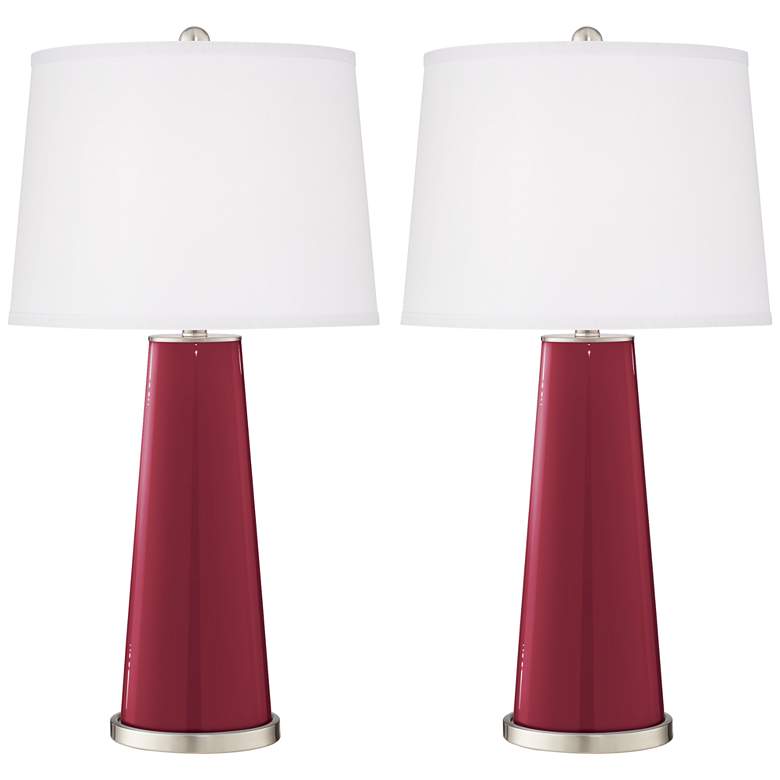 Image 2 Color Plus Leo 29 1/2" Antique Red Modern Glass Table Lamps Set of 2