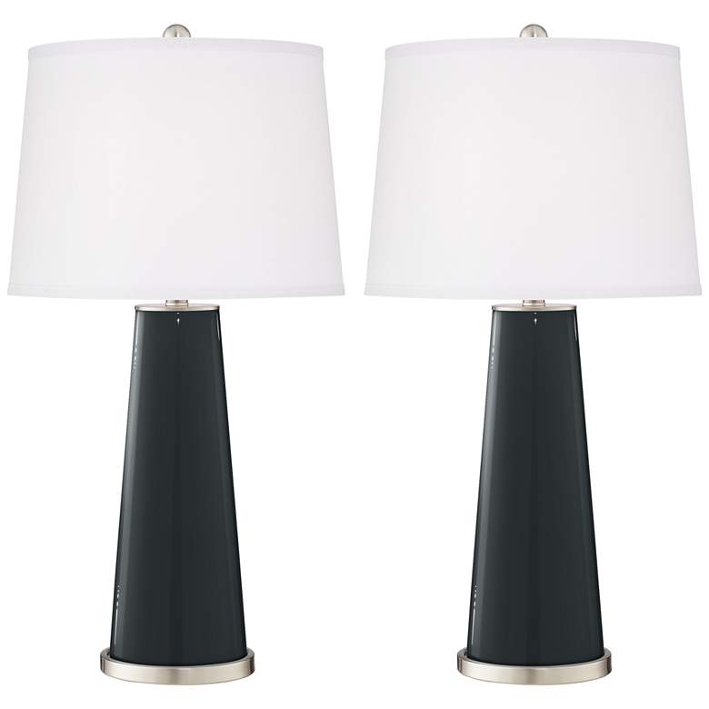 Image 2 Color Plus Leo 29 1/2" Black of Night Glass Table Lamps Set of 2