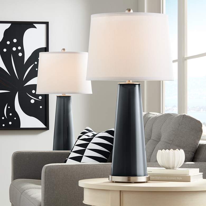 Image 1 Color Plus Leo 29 1/2" Black of Night Glass Table Lamps Set of 2