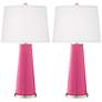 Color Plus Leo 29 1/2" Blossom Pink Modern Glass Table Lamps Set of 2