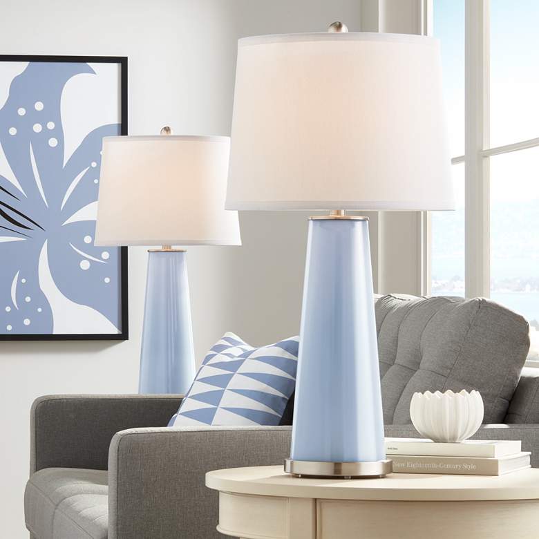 Image 1 Color Plus Leo 29 1/2 inch Blue Sky Modern Glass Table Lamps Set of 2