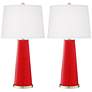 Color Plus Leo 29 1/2" Bright Red Glass Table Lamps Set of 2