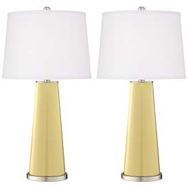 Image2 of Color Plus Leo 29 1/2" Butter Up Yellow Glass Table Lamps Set of 2