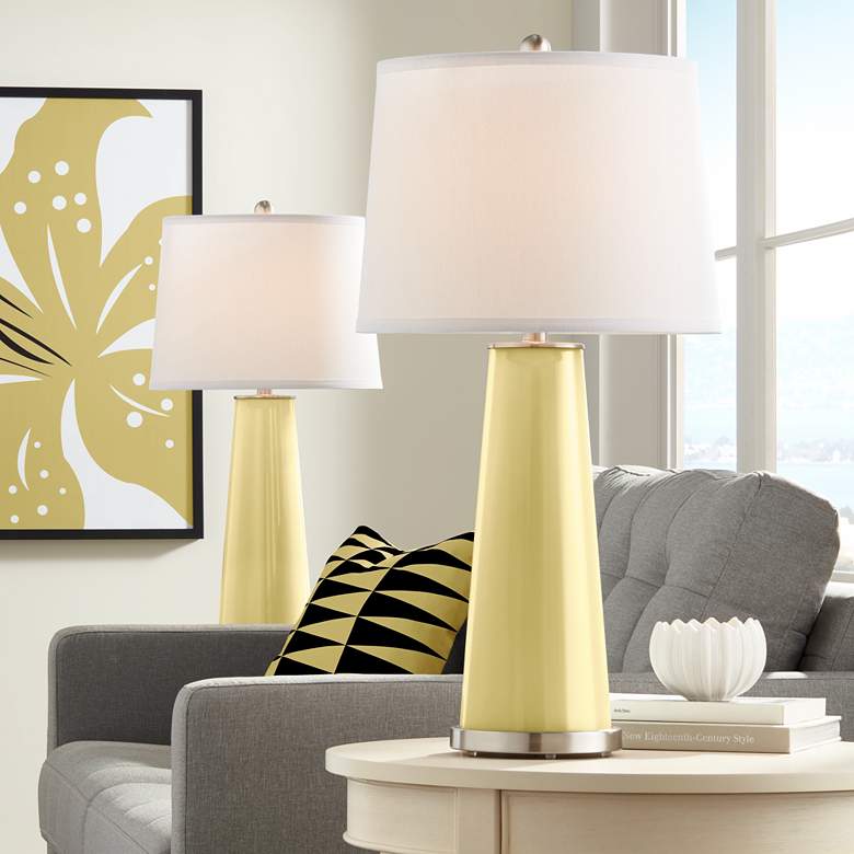 Image 1 Color Plus Leo 29 1/2" Butter Up Yellow Glass Table Lamps Set of 2