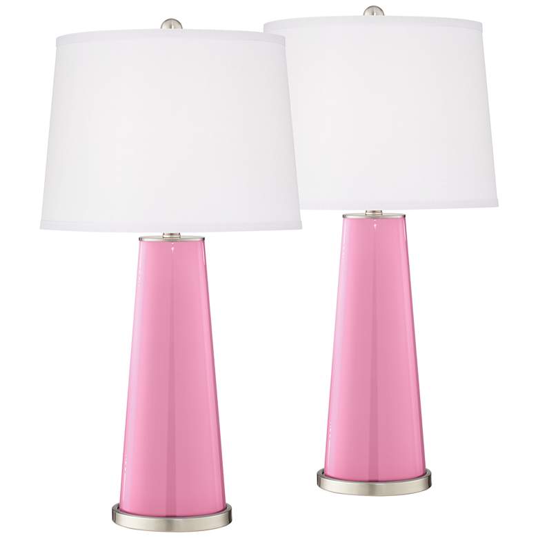 Image 2 Color Plus Leo 29 1/2" Candy Pink Lamps Set of 2 with USB Dimmers