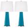 Color Plus Leo 29 1/2" Caribbean Sea Blue Glass Table Lamps Set of 2