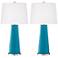 Color Plus Leo 29 1/2" Caribbean Sea Blue Glass Table Lamps Set of 2