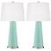 Color Plus Leo 29 1/2" Cay Blue Glass Table Lamps Set of 2