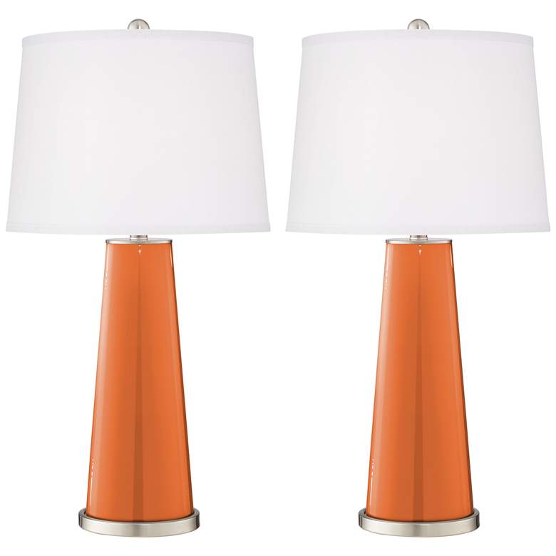 Image 2 Color Plus Leo 29 1/2" Celosia Orange Glass Table Lamps Set of 2