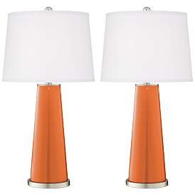 Image2 of Color Plus Leo 29 1/2" Celosia Orange Glass Table Lamps Set of 2