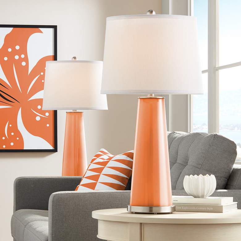 Image 1 Color Plus Leo 29 1/2" Celosia Orange Glass Table Lamps Set of 2