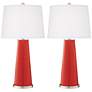 Color Plus Leo 29 1/2" Cherry Tomato Red Glass Table Lamps Set of 2