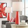 Color Plus Leo 29 1/2" Cherry Tomato Red Glass Table Lamps Set of 2
