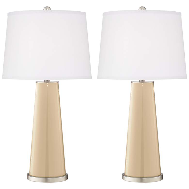 Image 2 Color Plus Leo 29 1/2 inch Colonial Tan Glass Table Lamps Set of 2