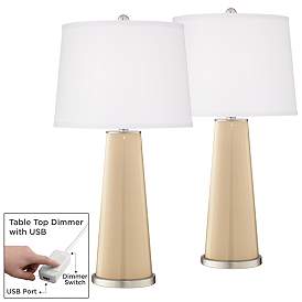 Image1 of Color Plus Leo 29 1/2" Colonial Tan Lamps Set of 2 with USB Dimmers