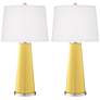 Color Plus Leo 29 1/2" Daffodil Yellow Glass Table Lamps Set of 2