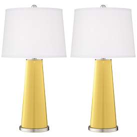 Image2 of Color Plus Leo 29 1/2" Daffodil Yellow Glass Table Lamps Set of 2