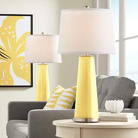 Image1 of Color Plus Leo 29 1/2" Daffodil Yellow Glass Table Lamps Set of 2