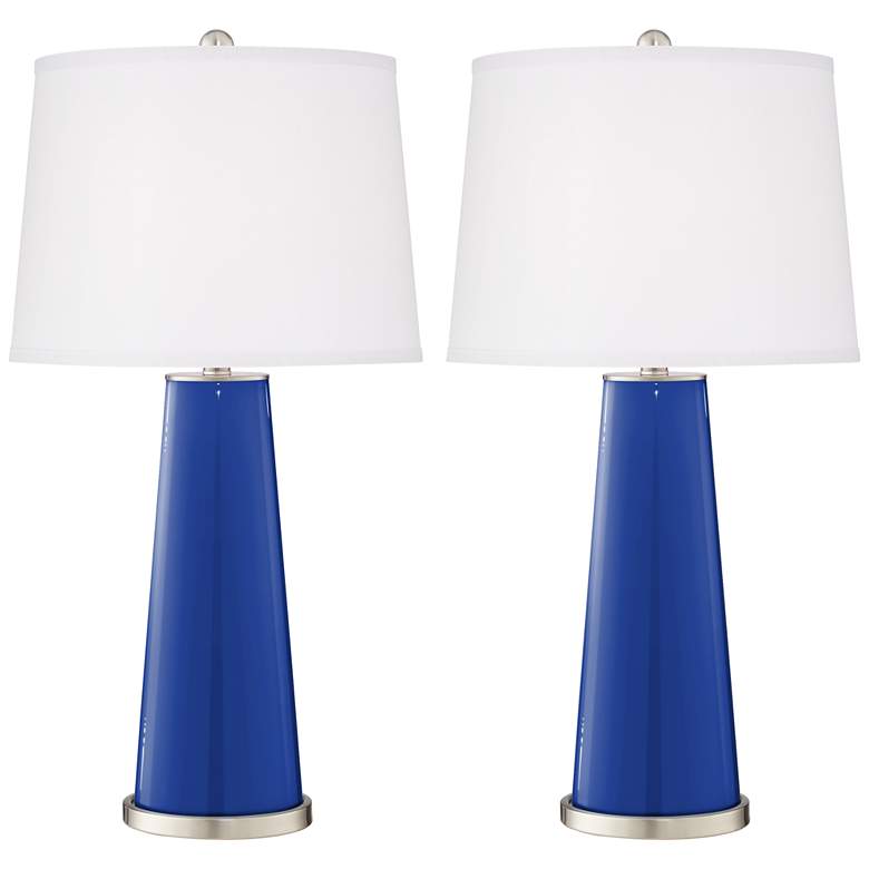 Image 2 Color Plus Leo 29 1/2 inch Dazzling Blue Glass Table Lamps Set of 2