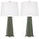 Color Plus Leo 29 1/2" Deep Lichen Green Glass Table Lamps Set of 2