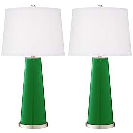 Image2 of Color Plus Leo 29 1/2" Envy Green Glass Table Lamps Set of 2