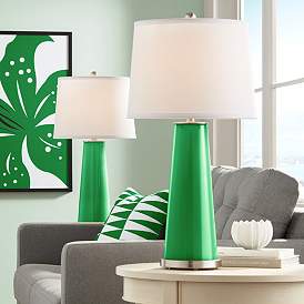 Image1 of Color Plus Leo 29 1/2" Envy Green Glass Table Lamps Set of 2