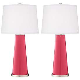 Image2 of Color Plus Leo 29 1/2" Eros Pink Glass Table Lamps Set of 2