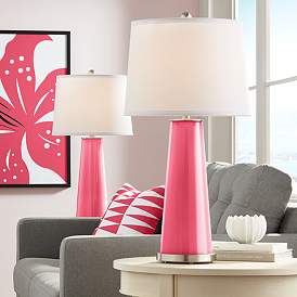 Image1 of Color Plus Leo 29 1/2" Eros Pink Glass Table Lamps Set of 2