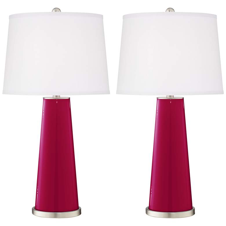 Image 2 Color Plus Leo 29 1/2" French Burgundy Red Glass Table Lamps Set of 2