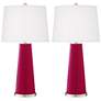 Color Plus Leo 29 1/2" French Burgundy Red Glass Table Lamps Set of 2