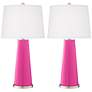 Color Plus Leo 29 1/2" Fuchsia Pink Modern Glass Table Lamps Set of 2