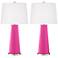 Color Plus Leo 29 1/2" Fuchsia Pink Modern Glass Table Lamps Set of 2