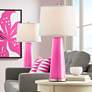 Thumbnail1 of Color Plus Leo 29 1/2" Fuchsia Pink Modern Glass Table Lamps Set of 2