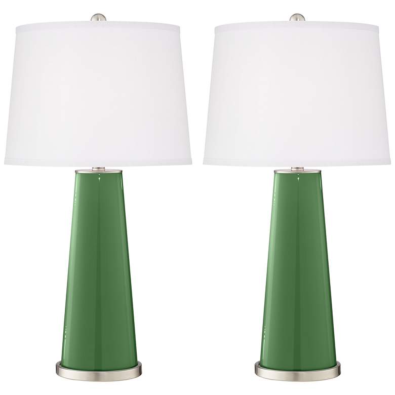 Image 2 Color Plus Leo 29 1/2" Garden Grove Green Glass Table Lamps Set of 2