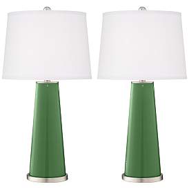 Image2 of Color Plus Leo 29 1/2" Garden Grove Green Glass Table Lamps Set of 2