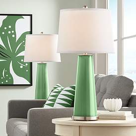 Image1 of Color Plus Leo 29 1/2" Garden Grove Green Glass Table Lamps Set of 2
