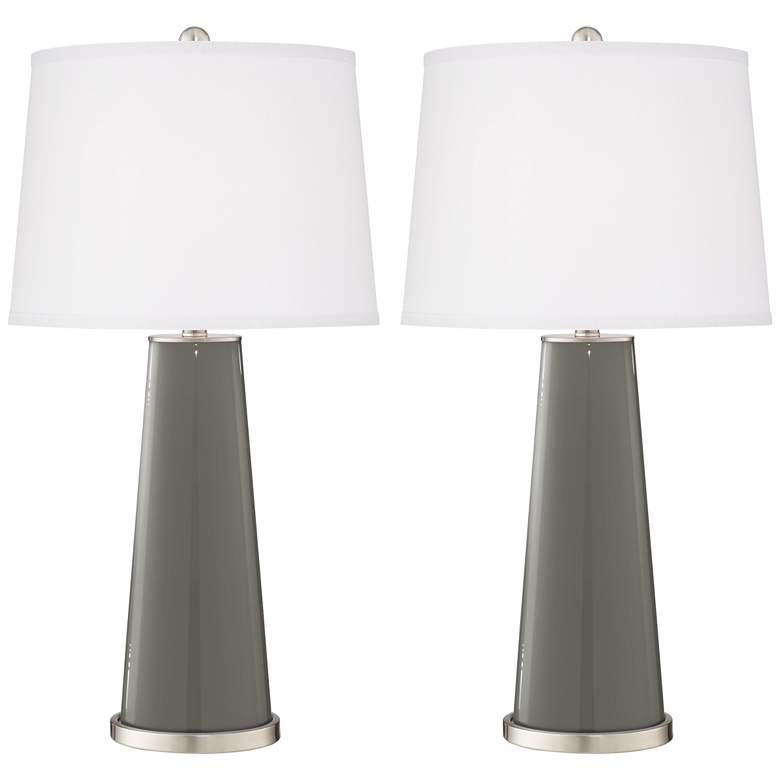 Image 2 Color Plus Leo 29 1/2" Gauntlet Gray Glass Table Lamps Set of 2