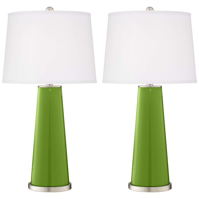 Image 2 Color Plus Leo 29 1/2" Gecko Green Glass Table Lamps Set of 2