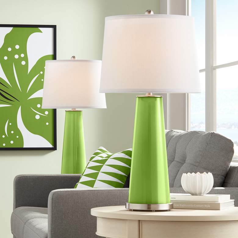 Image 1 Color Plus Leo 29 1/2" Gecko Green Glass Table Lamps Set of 2