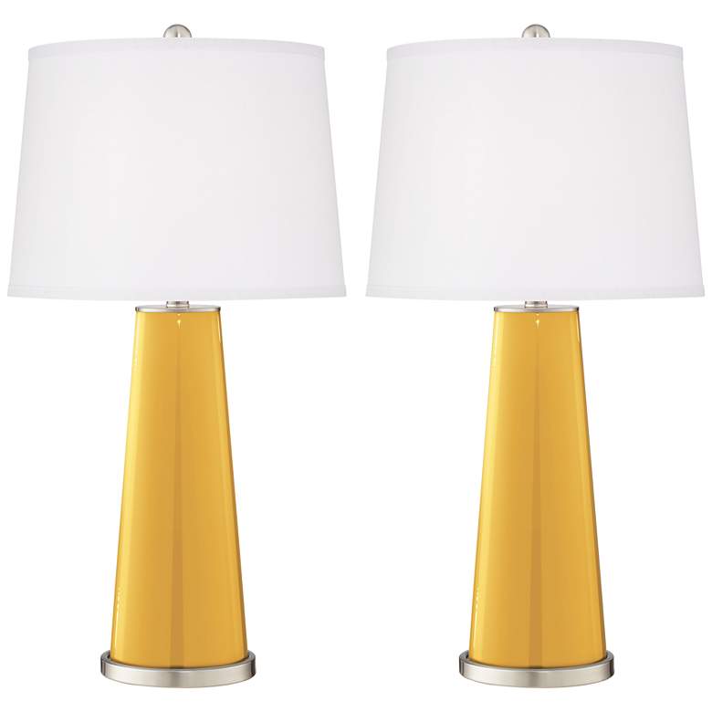 Image 2 Color Plus Leo 29 1/2" Glass Goldenrod Yellow Table Lamps Set of 2