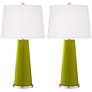 Color Plus Leo 29 1/2" Glass Olive Green Table Lamps Set of 2