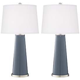 Image2 of Color Plus Leo 29 1/2" Granite Peak Blue Table Lamps Set of 2