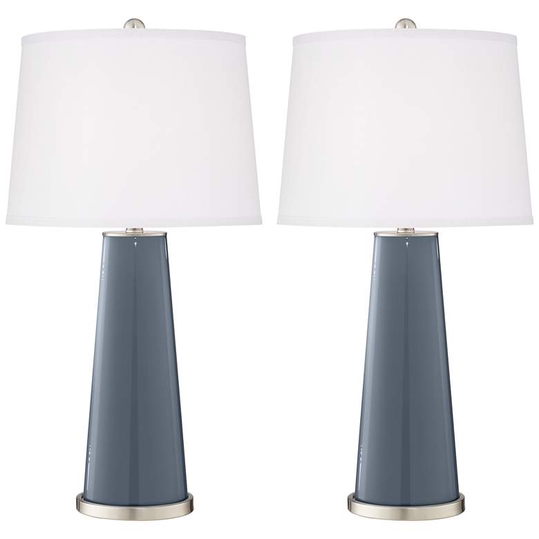 Image 2 Color Plus Leo 29 1/2" Granite Peak Blue Table Lamps Set of 2