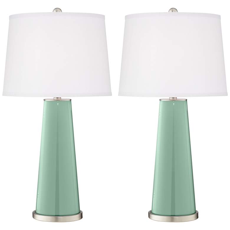 Image 2 Color Plus Leo 29 1/2" Grayed Jade Green Table Lamps Set of 2