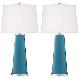 Image2 of Color Plus Leo 29 1/2" Great Falls Blue Glass Table Lamps Set of 2