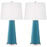 Color Plus Leo 29 1/2" Great Falls Blue Glass Table Lamps Set of 2