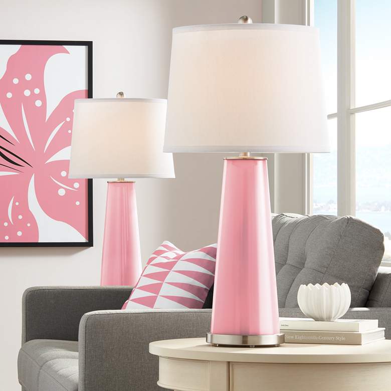 Image 1 Color Plus Leo 29 1/2" Haute Pink Glass Table Lamps Set of 2